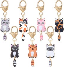 7Pcs Cat Keychain Cute Kitty Keychain Kawaii Cat Key Chain Mini for Handbag Back picture