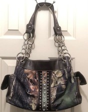 Country Road Camo Purse Rhinestone Stripe Brown Leather Western Shoulder Bag picture