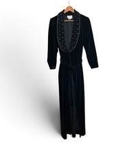 Vtg 80s Kathleen Usherwood Periphery Black Velvet Robe Beaded Hollywood Glamour picture