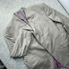 Tayion Collection Valor V Mens 48R 100% Wool Suit Jacket Blazer Gray Plaid picture