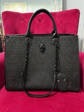 Betsey Johnson XOKIARA Large Skull Embossed Tote Black NWT picture