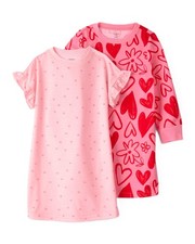 Carter's Girls' 2 Pk Gown Poly 373g082 (Pink/Red Hearts, 6-7) picture