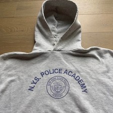 Jerzees New York State Police Academy Hoodie Mens XL Grey Vintage Boxy Fit picture