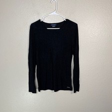 Saint James Top Womens 8 Dark Gray Long Sleeve Shirt Viscose Wool picture