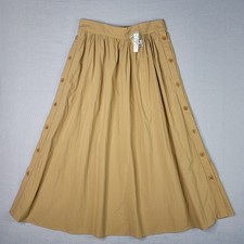 MADEWELL Signature Poplin Side-Button Tan Khaki Midi Skirt Womens Size XS - NWT picture