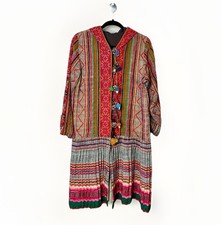 Kantha Block Patchwork Textile Coat Indigo Dyed Boho Indie Hand Woven Medium picture