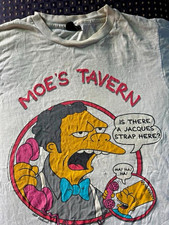 Vintage 1990s The Simpsons Bart Moe's Tavern Tee Men's L White picture
