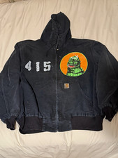 Carhartt Men’s XL 415 Godzilla Navy Full Zip Hooded Loose Fit Active Jacket picture
