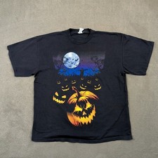 Delta Pro Weight Halloween T Shirt Mens XL Black Graphic Jack O Lantern Vintage picture