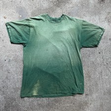 Vintage Green Tee Shirt Large Blank Faded Thrashed Distressed Jerzees picture