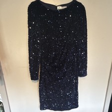 NWT Nanette Nanette Lepore Navy Lined Sequined LS Dress Size 6 picture