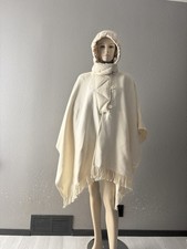 NEW MONCLER LUXURY IVORY WOOL LOGO PUFFER PONCHO JACKET COAT ONE SIZE picture