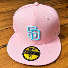New Era San Diego Padres 59FIFTY Fitted Hat Pink Baby Blue 7 1/2 World Series picture