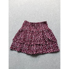 Zara Kids Girls Burgundy Pink Floral Tiered Smocked Skirt Size 10 140cm picture