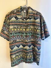 Vintage 90s BEST American Clothing Silk Aztec Tribal Southwestern Blouse Small picture