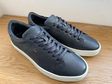 SANTONI men's gray-blue leather sneakers /shoes / Made in Italy / 9US-42EU-8UK picture