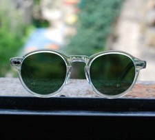 Retro Vintage Johnny Depp sunglasses mens round crystal frame green glass lens picture