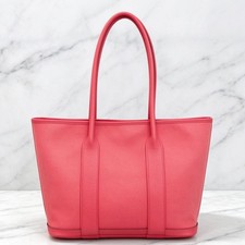 Auth HERMÈS Garden Party 30 Coral Pink Canvas Leather Tote Bag picture