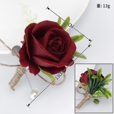 Wine Red Rose Wedding Brooch for Men, Boutonniere Welcome Party Outdoor Decor picture