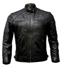 Café Racer Mens Lambskin Motorcycle Genuine Leather Jacket Black Brown Biker picture