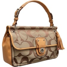 Rare Coach 70th Anniversary Hamptons Signature Jacquard Shoulder Bag Brown 19033 picture