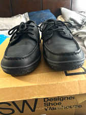 Sperry Top-Sider Men's 10.5 Black Leather Lace-Up Boat Shoes Rubber Sole picture
