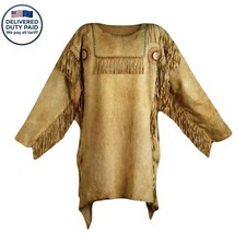 Native American Buffalo Hide Leather War Shirt – Handmade Mountain Man Style picture