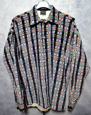 RARE Versace Velour Shirt Jacket Size L Plaid Multicolor Medusa Button Vintage picture