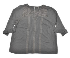Torrid Women's Black Lace Detail Ruffle Sleeve Top Blouse Size 1 Rayon Crewneck picture