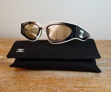CHANEL 6056 Urban Vintage Cat Eye Sunglasses 54mm Black&White/Beige Lens 100% UV picture