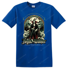 Vampire Night Walker Halloween Gothic T Shirt Bats Castle Horror Artwork Tee picture