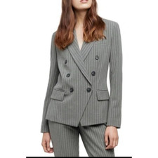 Lagence Kenzie grey pinstripe double breasted notch collar blazer Size 4 Preppy picture
