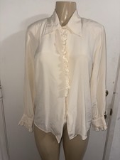 Tess Vintage Silk Button Down Top Size M Ruffles picture