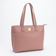 Joy Mangano Structured Double Zip Organizer Tote Shoulder Bag Dusty Pink OS picture