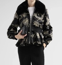NWT Cinq à Sept's Armelle jacket features a plush faux-fur collar Size Sm picture