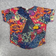 Vintage Lisa Cull Top Patchwork Fruit Paisley Women L Multi-Color picture