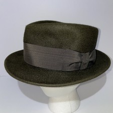 Stetson Royal De Luxe Ribbed Long Fur Brown Bow Tie Headband Fedora Size 7 1/8 picture