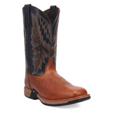 Laredo Men's Vapor Broad Square Toe Cognac & Black Leather Boots 8018 picture