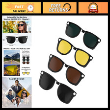 4Pcs Polarized Clip-On Sunglass Lenses for Wayfarer & Gen 2 - Dark Green, Yellow picture