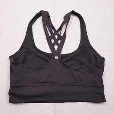 Lululemon Free To Be Wild Bra Womens 12 Black Lattice Strappy Yoga Gym Top picture