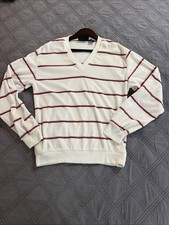 VTG 70s Men’s Oakton Limited Velour Striped Shirt Sweater Med V-Neck LgSleeve picture