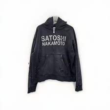 Satoshi Nakamoto Men’s Full Zip Hoodie Logo Black Long Sleeve XL Regular picture