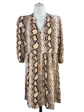 Maeve by Anthropologie Women's Brown Snake Print 3/4 Sleeve Short Dress - S picture