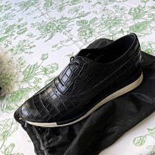 Berluti Black Croc-Embossed Leather Lace-Up Sneaker Rubber Sole EU 44 picture