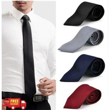 New Men's Dress Tie Solid Color Classic Neck Tie Necktie Wedding Formal USA picture