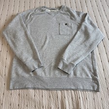 Vintage LL Bean Henley Sweater Men’s Large Grey 90s Pullover Single Pocket picture