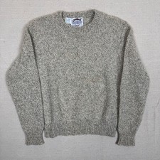 Cambridge Dry Goods Ragg Wool Sweater Mens M Tan Marl Knit Crewneck Made in USA picture