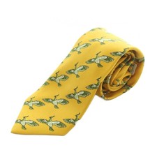 HERMES Tie Regular Tie Bird Pattern Silk Yellow 7280MA /MI OS OH GY09 Men's picture