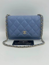 Chanel WOC Wallet on Chain Card Holder Crossbody Bag Blue Leather picture