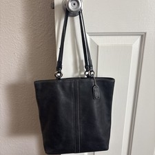 Vintage COACH Legacy Slim Tote Bag Black Glovetanned Leather 9727 Black picture